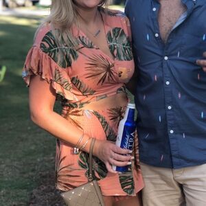 Francesca's Collections Coral Floral Romper